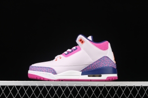 Air Jordan Brand Air Jordan 3 GS AJ3 Joe 3 burst pink and purple front layer basketball shoes 441140-500