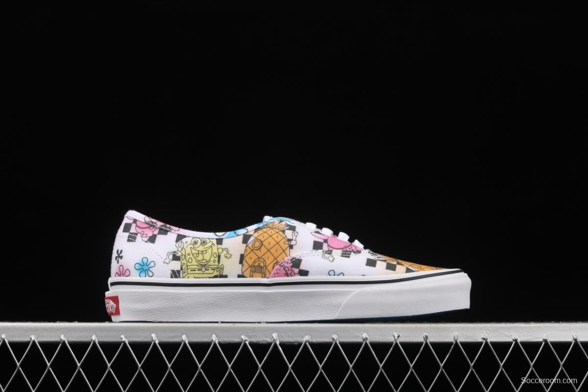 SpongeBob x Vans Authentic color printing cartoon limited edition low-top casual board shoes VN0ASHZSZAS