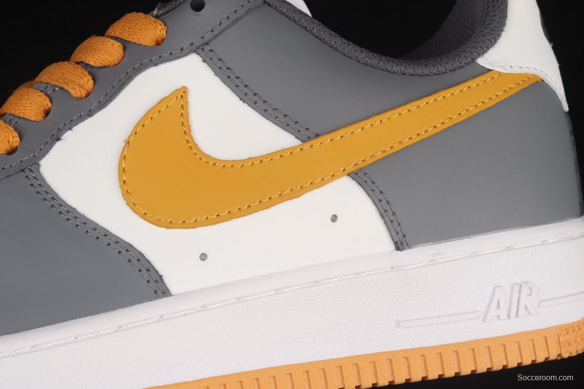 NIKE Air Force 11007 Low white, gray and yellow color low-top casual board shoes CW2288-110,