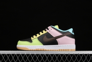 NIKE DUNK Low Free 99 SB buckle backboard black, blue and yellow color spliced mandarin duck DH0952-001