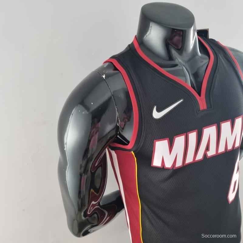 75th Anniversary Miami Heat JAMES #6 Black NBA Jersey