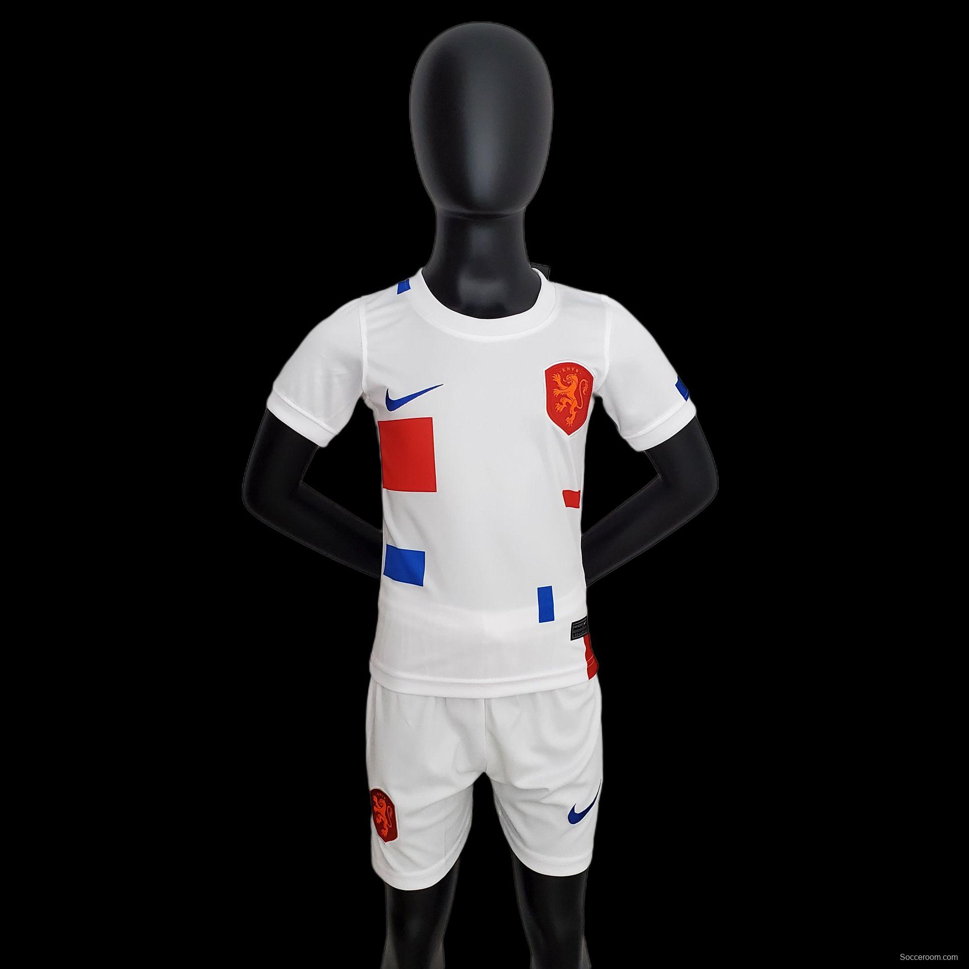 2022 Kids Netherlands Away Size 16-28 Soccer Jersey