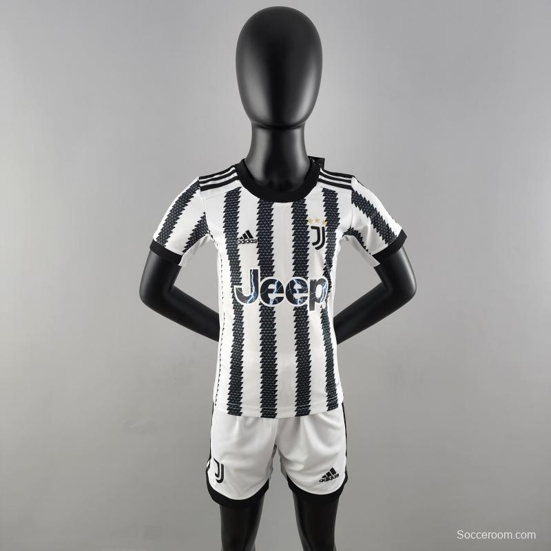 22/23 Juventus Kids Home  16-28 Soccer Jersey