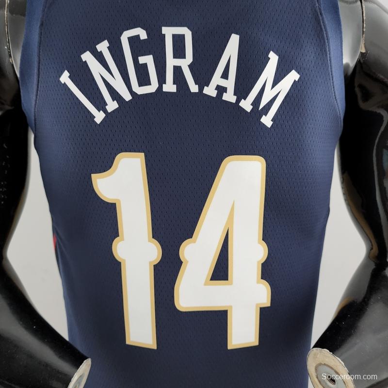 75th Anniversary New Orleans Pelicans Ingram #14 Navy Blue NBA Jersey