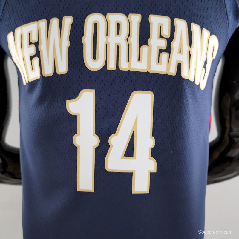 75th Anniversary New Orleans Pelicans Ingram #14 Navy Blue NBA Jersey