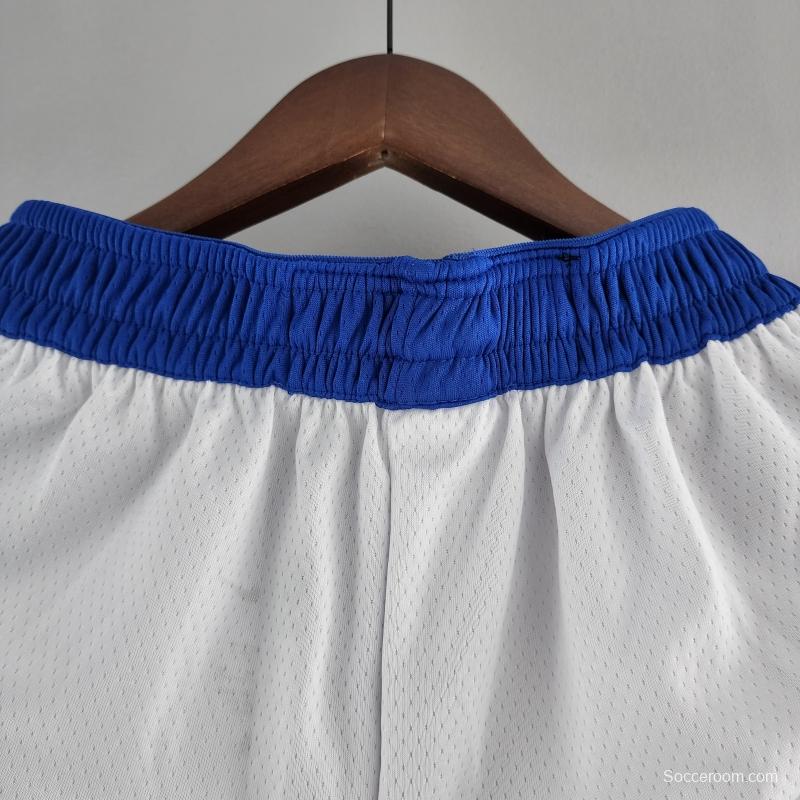 Golden State Warriors NBA Shorts White Blue Trim