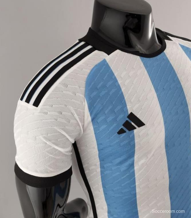 Player Version 2 Stars Argentina Home Final Match Jersey With Full Patch