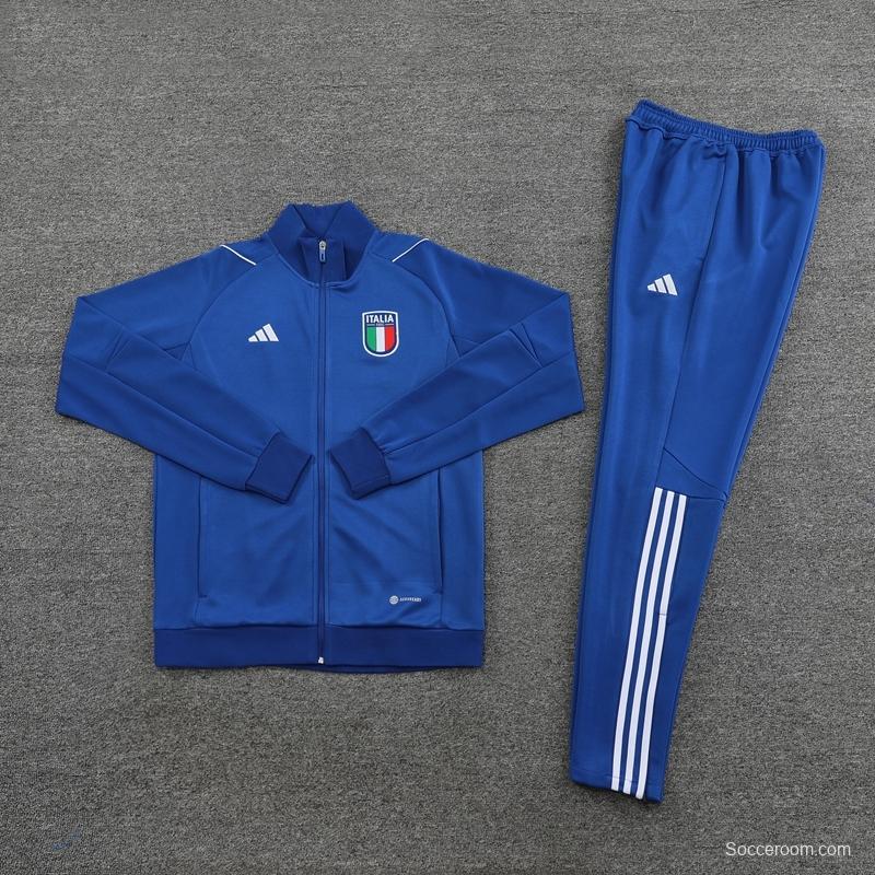 2022 Italy Navy Full Zipper Tracksuit