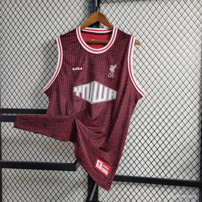 22 23 Liverpool x Lebron Vest Wine Color Jersey