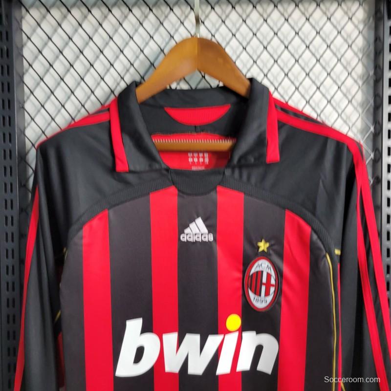 Retro Long Sleeve 2006-07 AC Milan Home Jersey