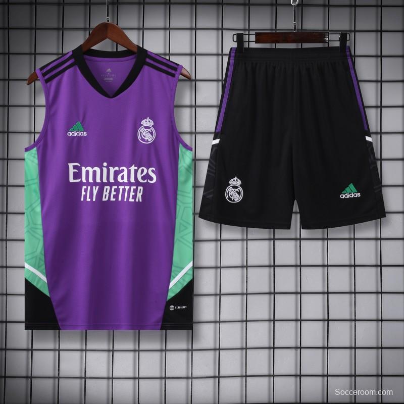 23-24 Real Madrid Purple Vest Jersey+Shorts