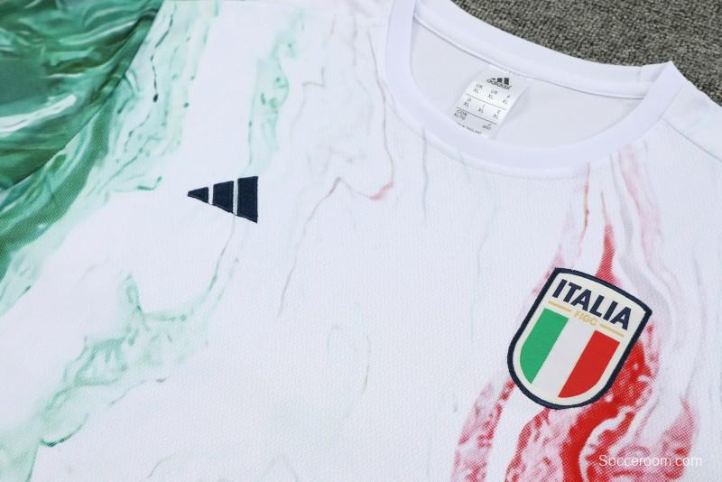 2023 Italy FIGC White Short Sleeve+Shorts