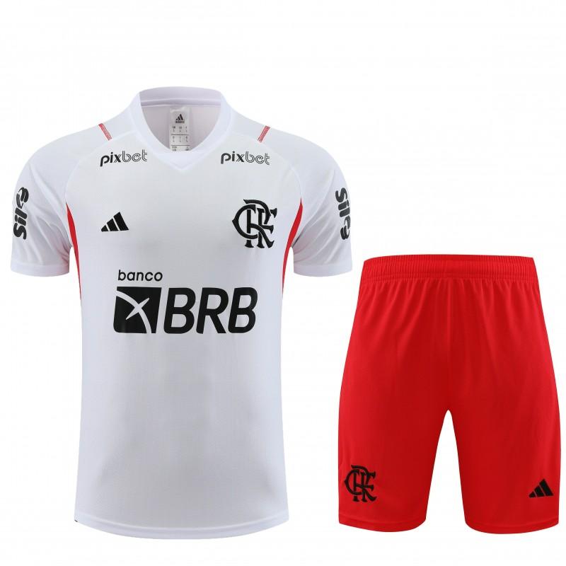 23/24 Flamengo White Short Sleeve Jersey+Shorts