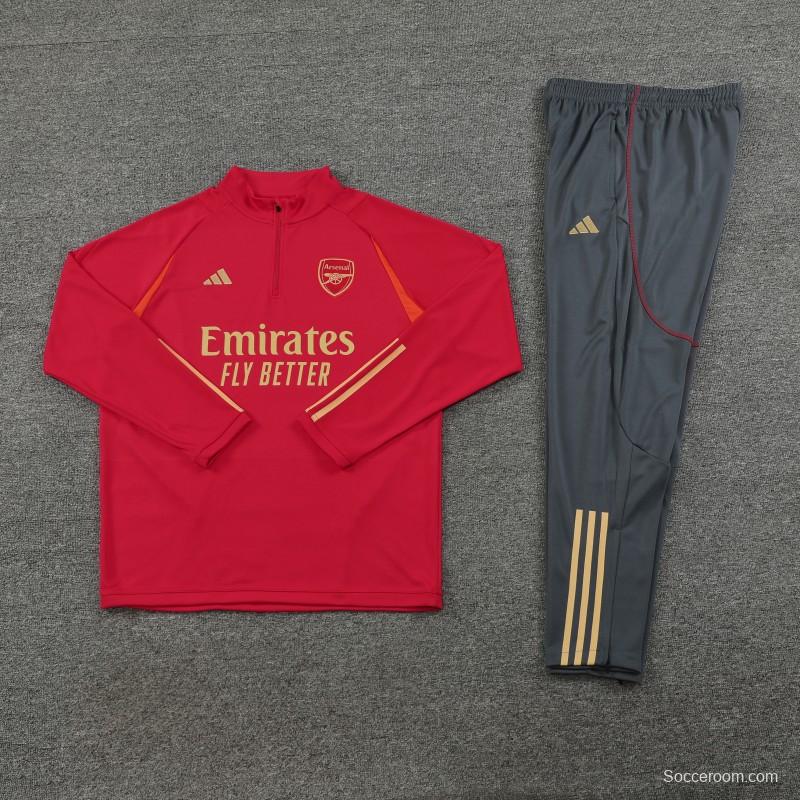 23/24 Arsenal Red Half Zipper Jacket+ Pants