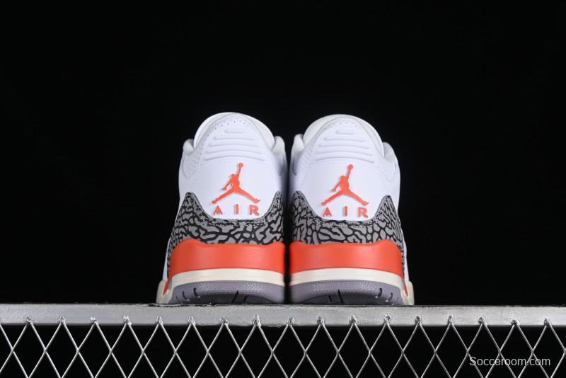 Nike Air Jordan 3 Retro Sneakers in White and Peach Orange - CK9246-121