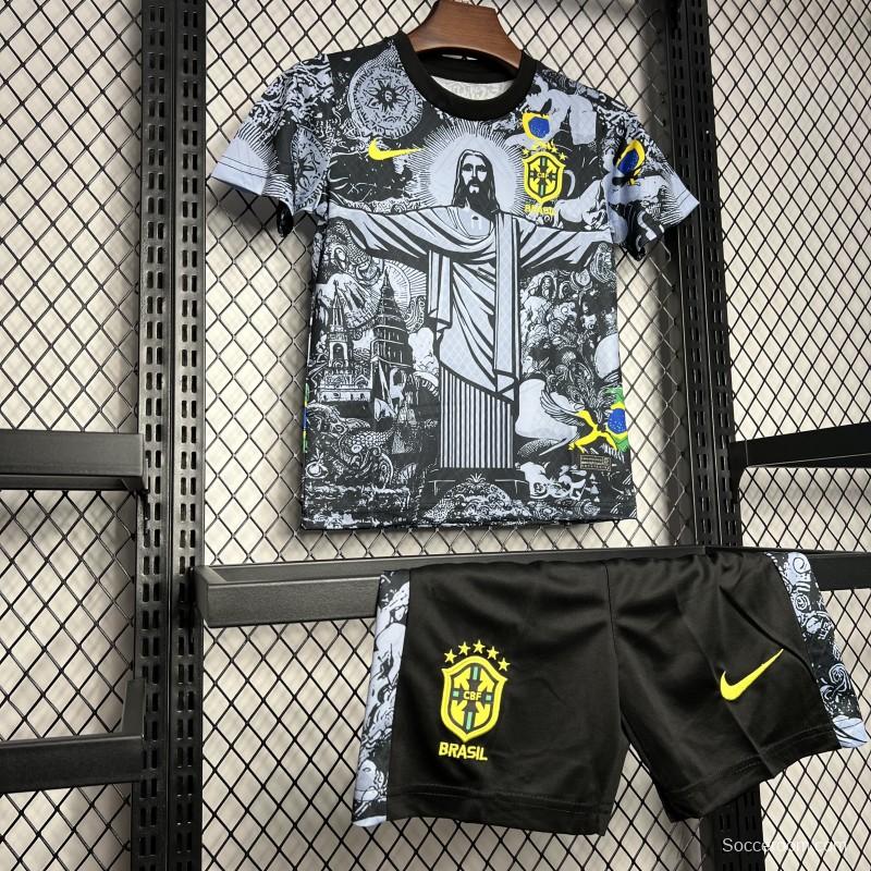 2024 Kids Brazil Christ The Redeemer Grey Special Jersey