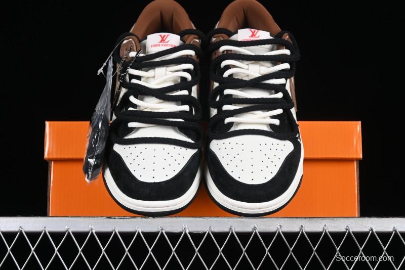 Nike SB Dunk Low LV Collaboration - Black Brown Fade Anniversary Custom Low-Top Casual Sneakers - SJ2068-233