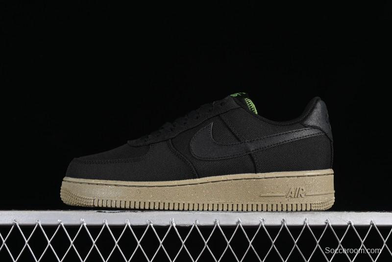 Nike Air Force 1 '07 Low Black Green Canvas Casual Sneakers - FJ4160-001