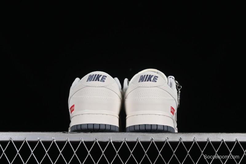 Supreme x Nike SB Dunk Low Anniversary Edition White Grey Customized Low-Top Casual Skate Shoes - BB8657-105