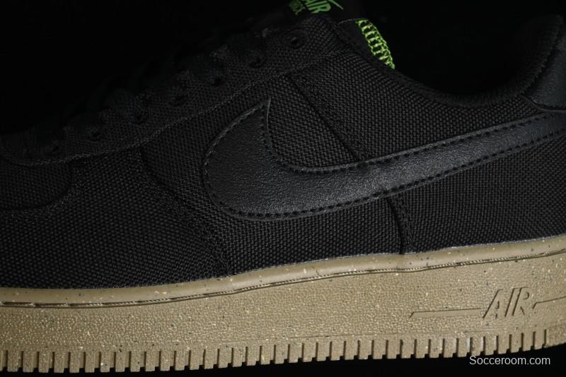 Nike Air Force 1 '07 Low Black Green Canvas Casual Sneakers - FJ4160-001
