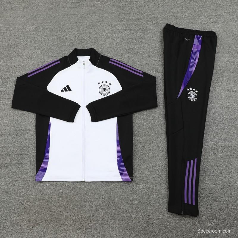 2024 Germany White/Black Full Zipper Jacket +Long Pants