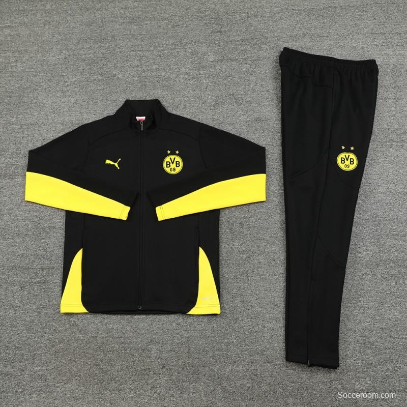 24/25 Borussia Dortmund Black/Yellow Full Zipper Jacket +Long Pants