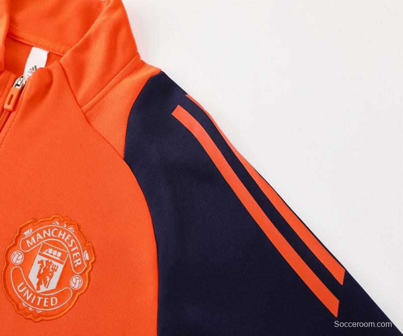 24/25 Manchester United Orange Full Zipper Jacket +Long Pants