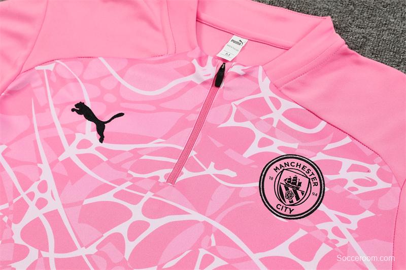 24/25 Manchester City Pink Half Zipper Jacket+Long Pants