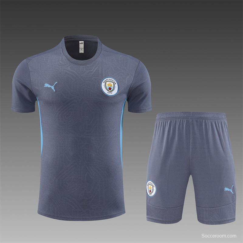 24/25 Manchester City Blue White Short Sleeve Jersey+Shorts