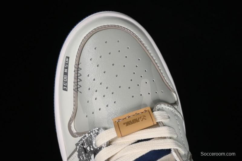 Nike Air Jordan 1 Low AJ1 Retro Basketball Shoes Panda Prank Voyage Theme - 553558-414