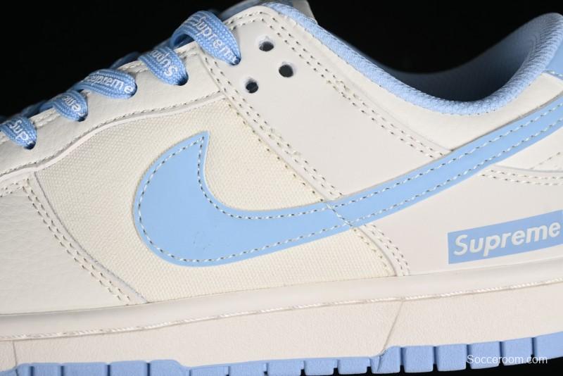 Nike SB Dunk Low Supreme Collaboration - Sky Blue Canvas Anniversary Custom Low-Top Casual Skate Shoes - BB6698-513