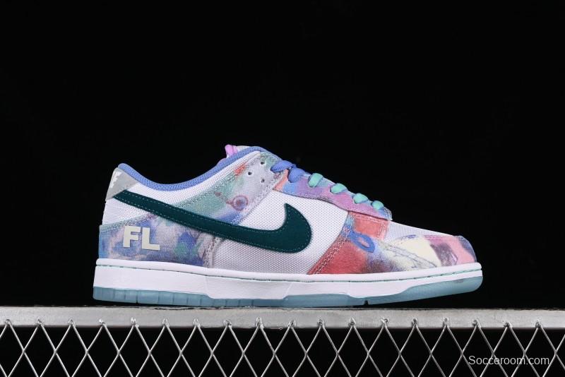 Nike Futura x Dunk Low Pro SB Skate Shoes with Tie-Dye Design - HF6061-400