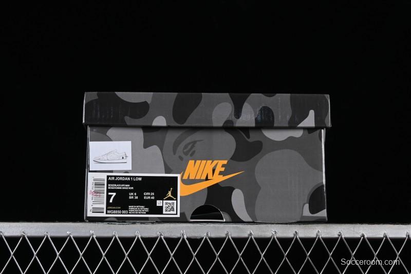 Nike Air Jordan 1 Low BAPE Collaboration - White Grey Basketball Shoes - WG8850-003