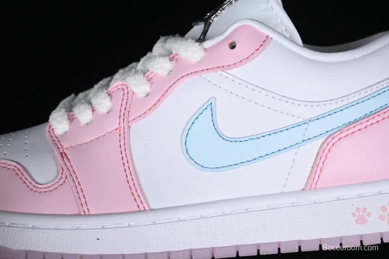 Nike Air Jordan 1 Low "White/Pink Foam/Glacier Blue" Casual Sneakers - HM3706-141
