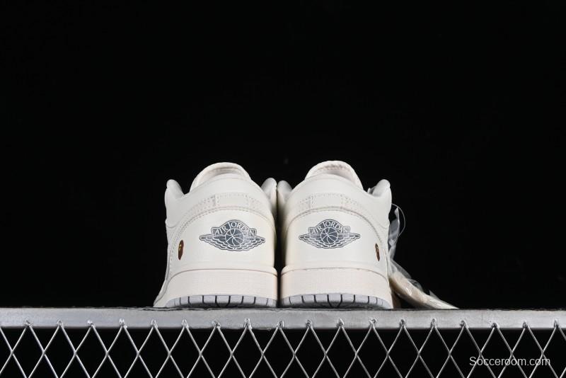 Nike Air Jordan 1 Low BAPE Collaboration - White Grey Basketball Shoes - WG8850-003