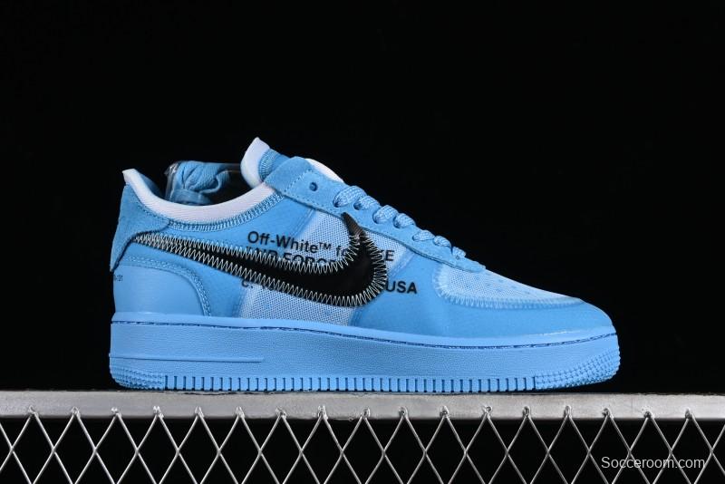 Nike Off White x Air Force 1 Low OW Collaboration Transparent Blue Casual Sneakers - AO4606-400