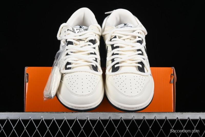 Nike SB Dunk Low LV Collaboration Strap Monogram Beige Black Hook Anniversary High-End Custom Low-Top Casual Skate Shoes - SJ2068-260
