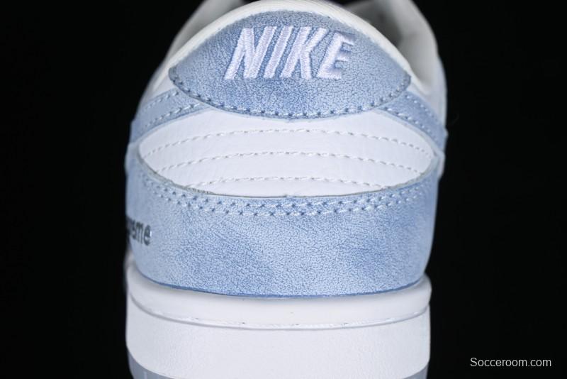 Nike SB Dunk Low Supreme Collaboration - Ice Crystal Blue Anniversary High-End Custom Low-Top Casual Skate Shoes - JH8039-939