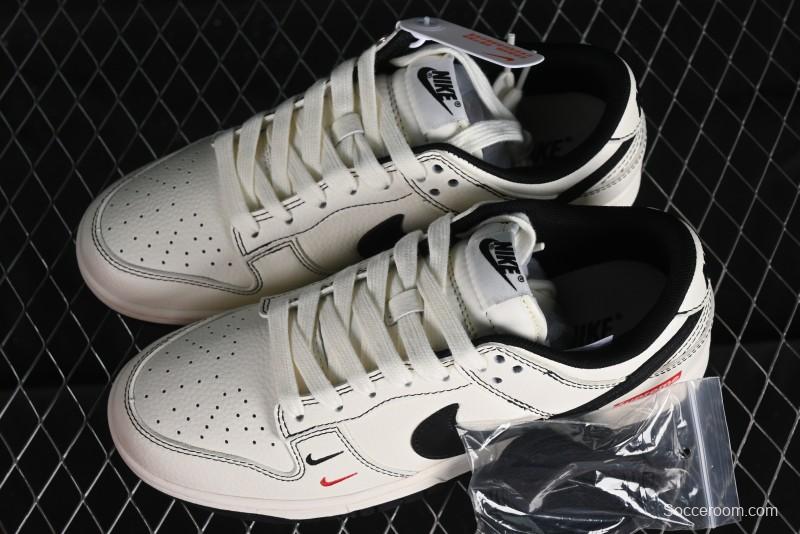 Nike SB Dunk Low Supreme Collaboration - Beige Black Line Anniversary Customized Low-Top Casual Skate Shoes - XX2025-316