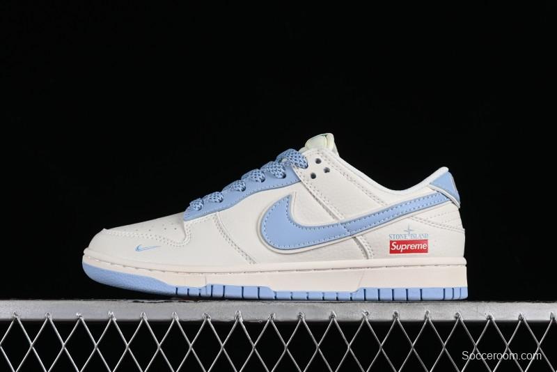 Nike Supreme x SB Dunk Low Stone Island Collaboration - Azure Starry Sky Anniversary High-End Custom Low-Top Casual Sneakers - BB9866-001