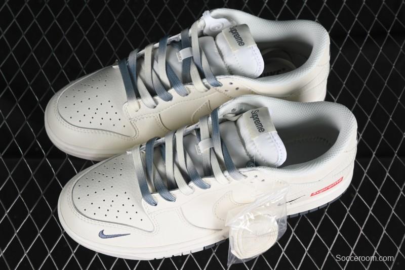 Nike SB Dunk Low Supreme Collaboration - Double Swoosh Anniversary Customized Low-Top Casual Sneakers - BB8675-105