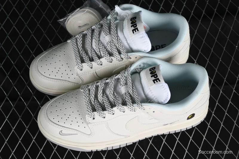 Nike SB Dunk Low "BAPE Collaboration - Arctic Fox" Anniversary High-End Custom Low-Top Casual Sneakers - XD6188-018