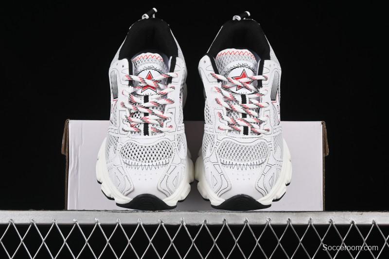 Dior Chrono Round Toe Lace-Up Lifestyle Casual Running Sneakers - 19W WHITE RED