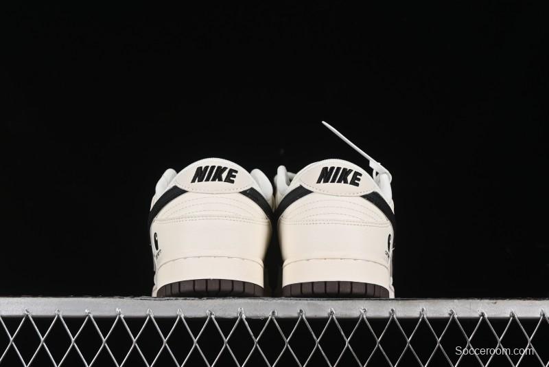 Nike SB Dunk Low Carhartt Collaboration - Off White Black Swoosh Anniversary Customized Low-Top Casual Skate Shoes - SJ1089-007
