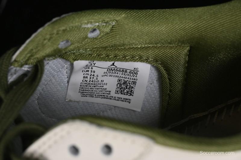 Nike Travis Scott x Fragment Design x Air Jordan 1 Low OG SP AJ1 Retro Sneakers in Off-White & Fresh Green - DM6688-606