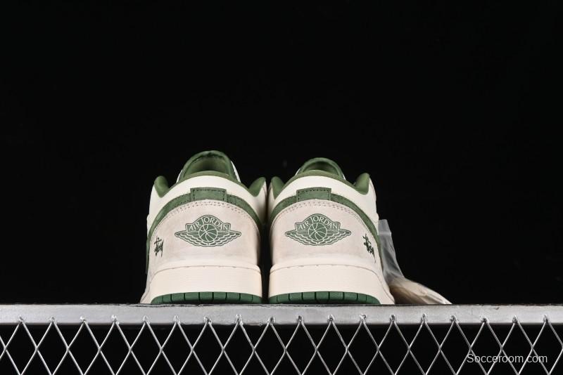Nike Air Jordan 1 Low Stussy Collaboration Retro Basketball Shoes - DM5688-102