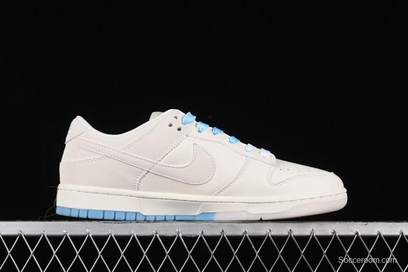 Nike SB Dunk Low Supreme Collaboration - Light Blue Double Swoosh Anniversary Customized Low-Top Casual Sneakers - BB8675-108