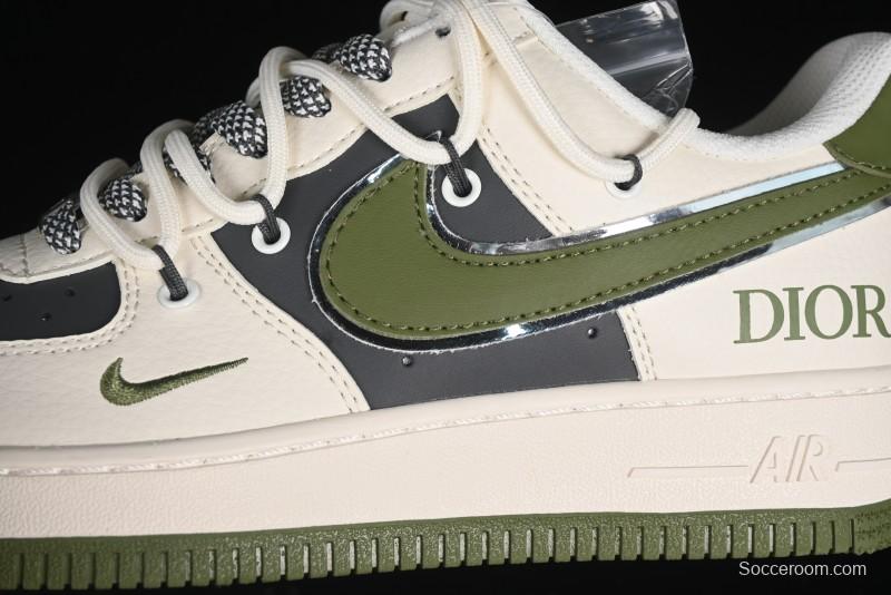 Nike Air Force 1 '07 Low Dior Collaboration - White Green Drawstring Casual Sneakers - SJ1198-200