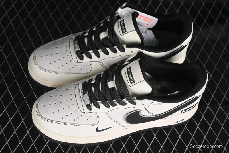 Nike Air Force 1 '07 Low Supreme Collaboration - Beige Grey Pigskin Low-Top Casual Sneakers - XZ6188-018