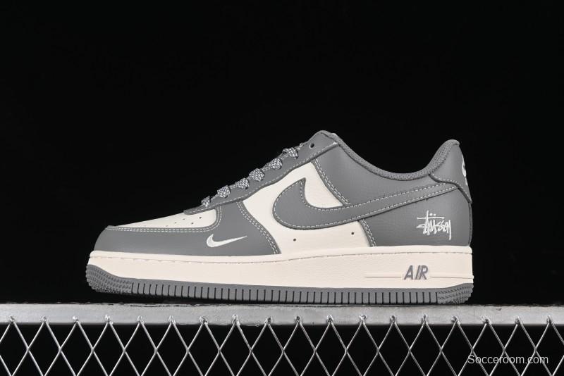 Nike Air Force 1 '07 Low Stussy Collaboration - Premium Gray Low-Top Casual Sneakers - BB5353-512